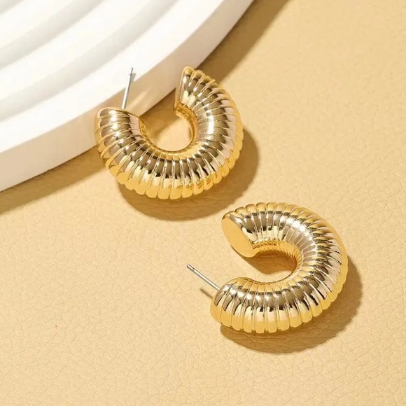 🔵𝟲𝟱%𝗢𝗙𝗙 𝗯𝘂𝗻𝗱𝗹𝗲𝘀 𝟯+🔵 NEW Ribbed Chunky Acrylic Hoop Earrings - Picture 7 of 11